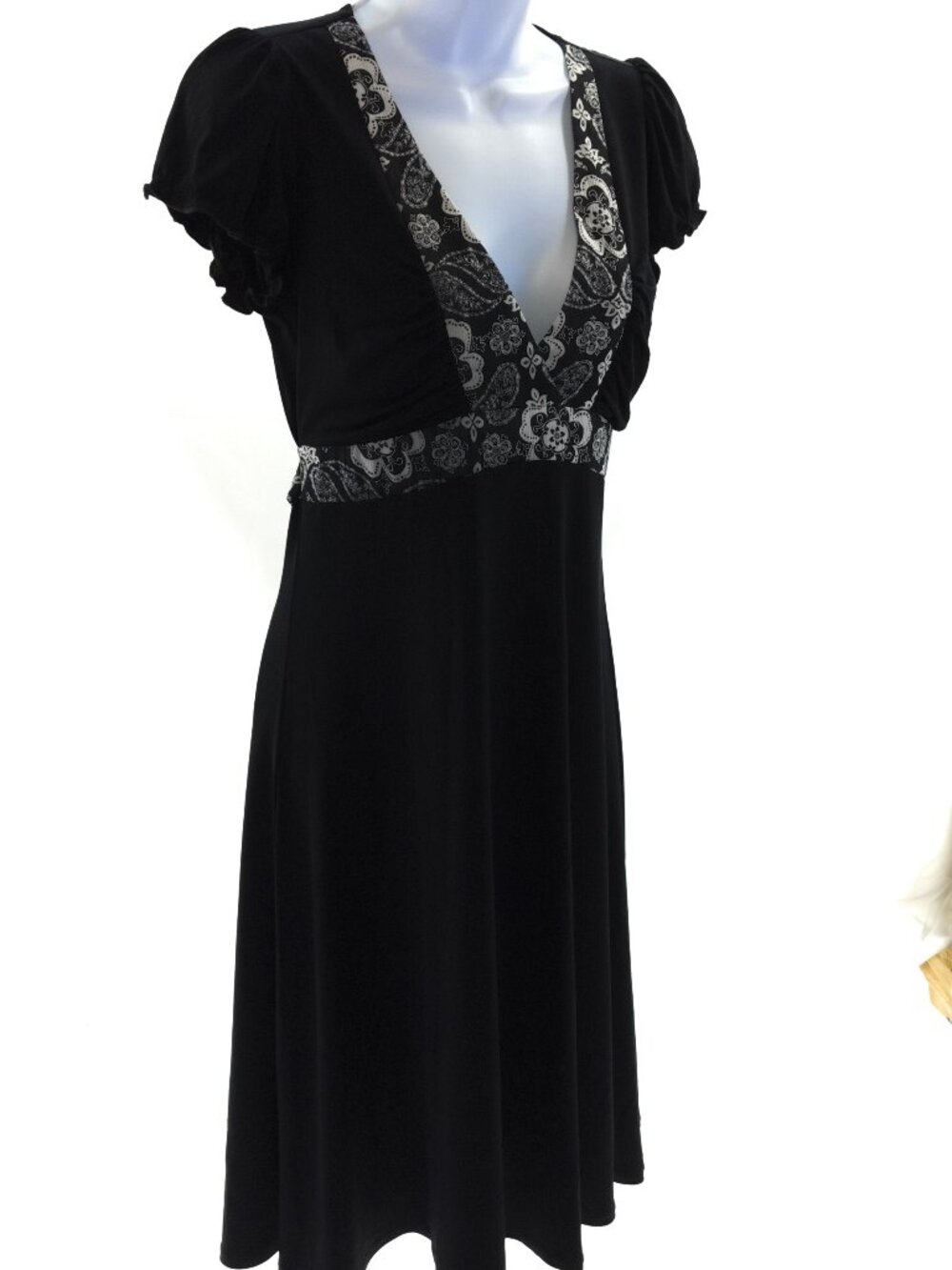 Candie's Black Paisley Empire Waist Dress Women's Medium Y2K